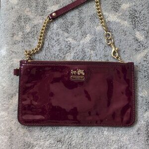 Pristine Coach Burgundy Patent Leather Wristlet